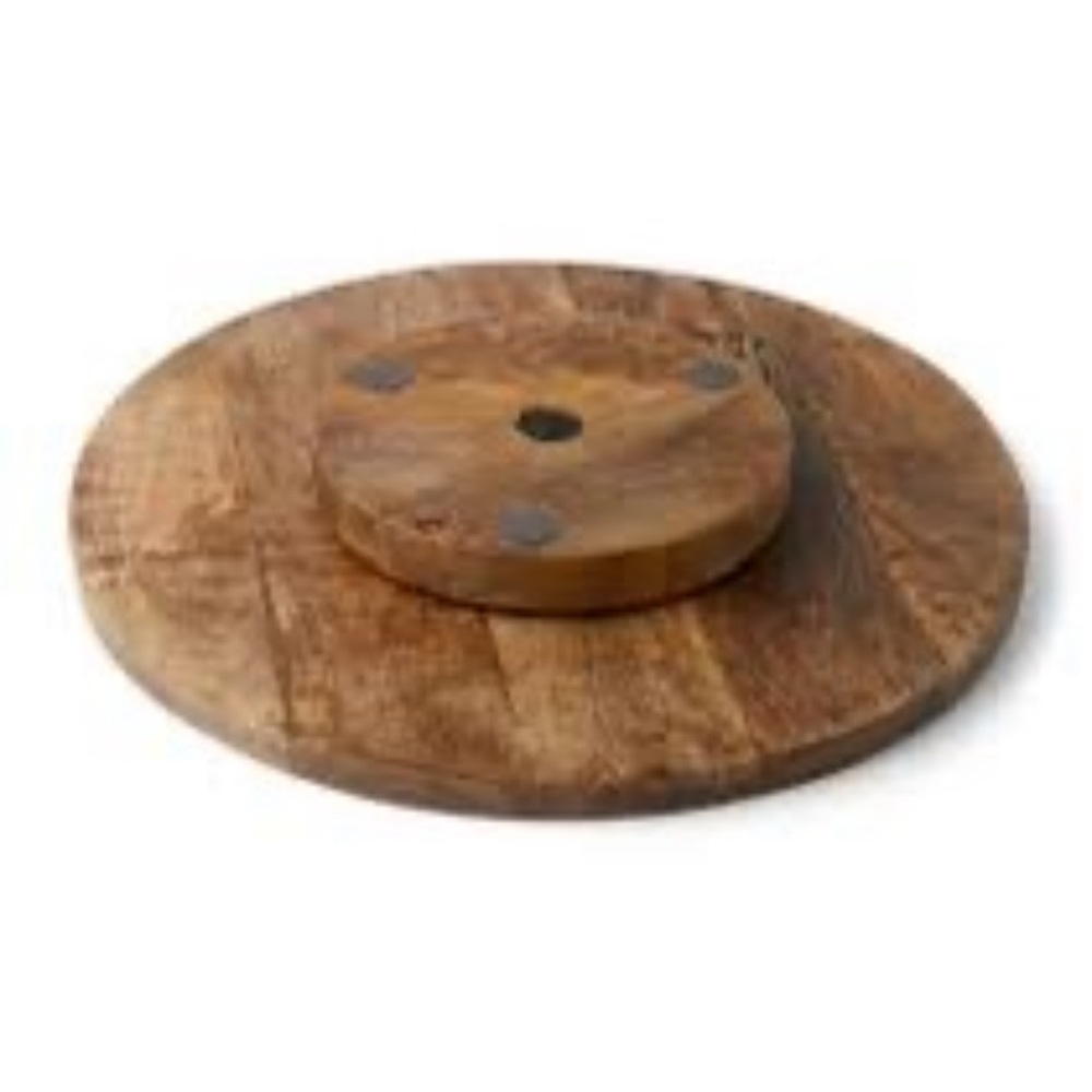 Wooden Mushroom Engraved Lazy Susan Serving Platter, New - Picture 2 of 5